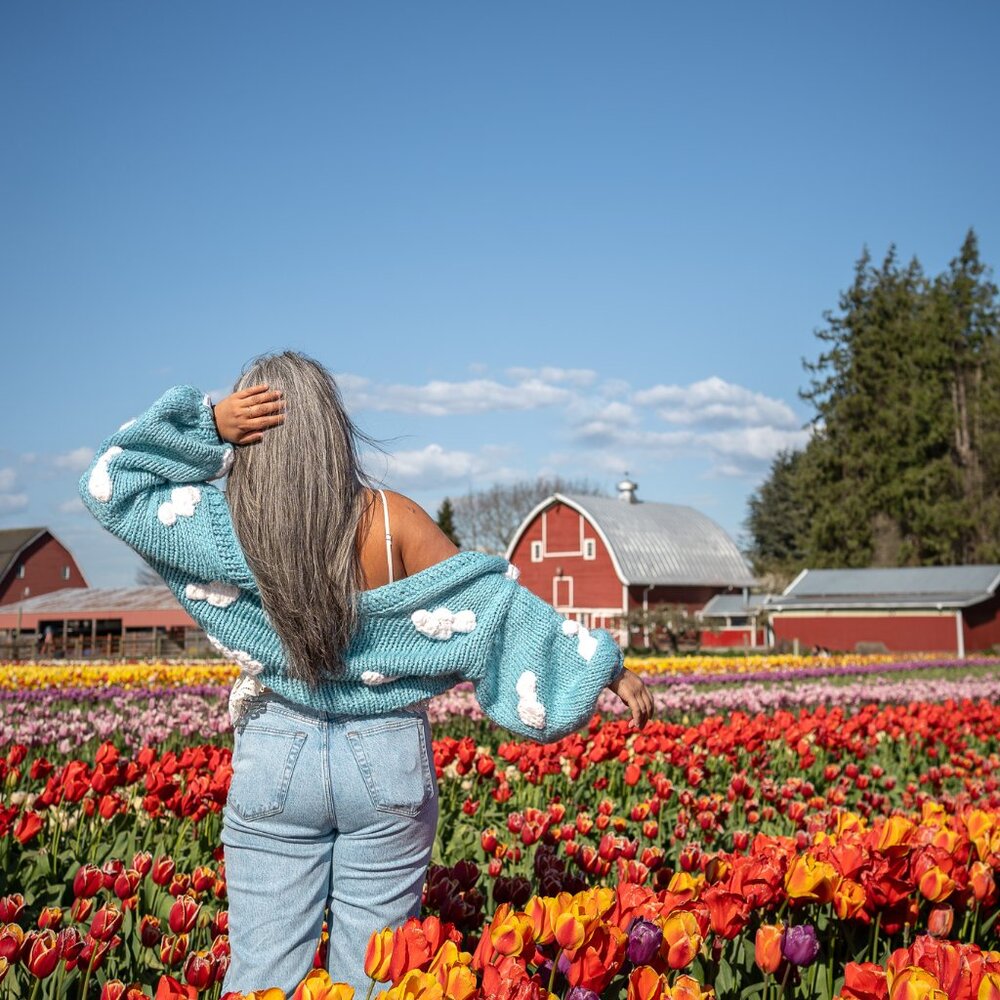 Heyays Chunky Cloud Cropped Cardigan Blue